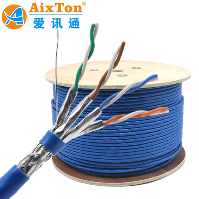 SSTP SFTP CAT8 CAT7E Kabel Jaringan 40G Kecepatan Tinggi 2000Mhz Double Shielded 22AWG 23AWG Produsen