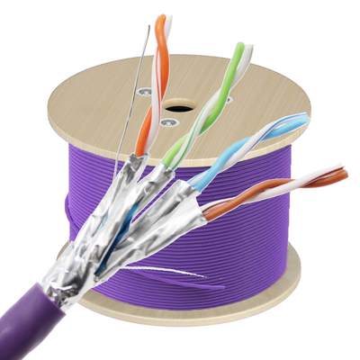 Kabel Ethernet Industri 2000MHz berselindung ganda FTP 23AWG Kabel Jaringan Tembaga Padat Cat8