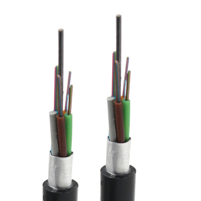 Di bawah tanah 4 6 8 16 48 72 Core GYTS Fiber Optic Kabel dengan PE Hitam bahan jaket luar