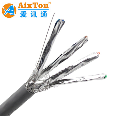 Bahan Isolasi PE yang dikodekan dengan warna Cat6a SFTP UTP Lan Kabel terlindung untuk jaringan dalam ruangan berkecepatan tinggi