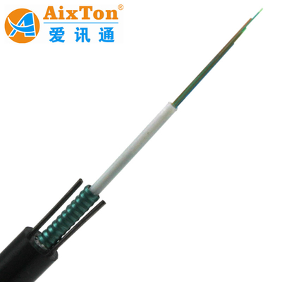 8 Serat GYXTW Mini Fiber Optic Kabel untuk Outdoor PE Jaket Hitam 12 Serat dan awet