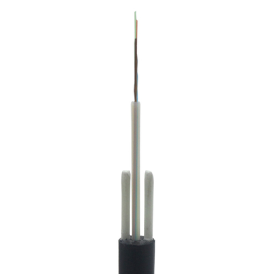 Kabel Serat Udara Luar Pusat Tabung Lolos 4 Inti G652D GYFXTY PE Jaket FRP Messenger Wire