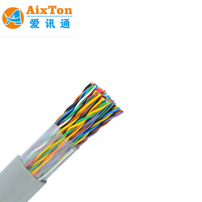 Kabel komunikasi multi pair 0,4mm 0,5mm kabel telepon tembaga telanjang dalam ruangan 10 20 25 50 100 120 200 1200 Pasangan