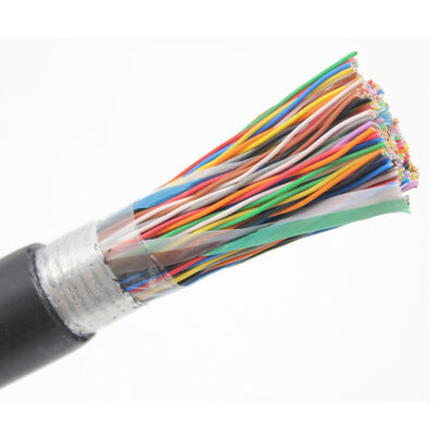 Outdoor Cat3 25 Pasangan Kabel Telepon 24AWG Tembaga Padat Waterproof Hitam PE Multi-pasangan